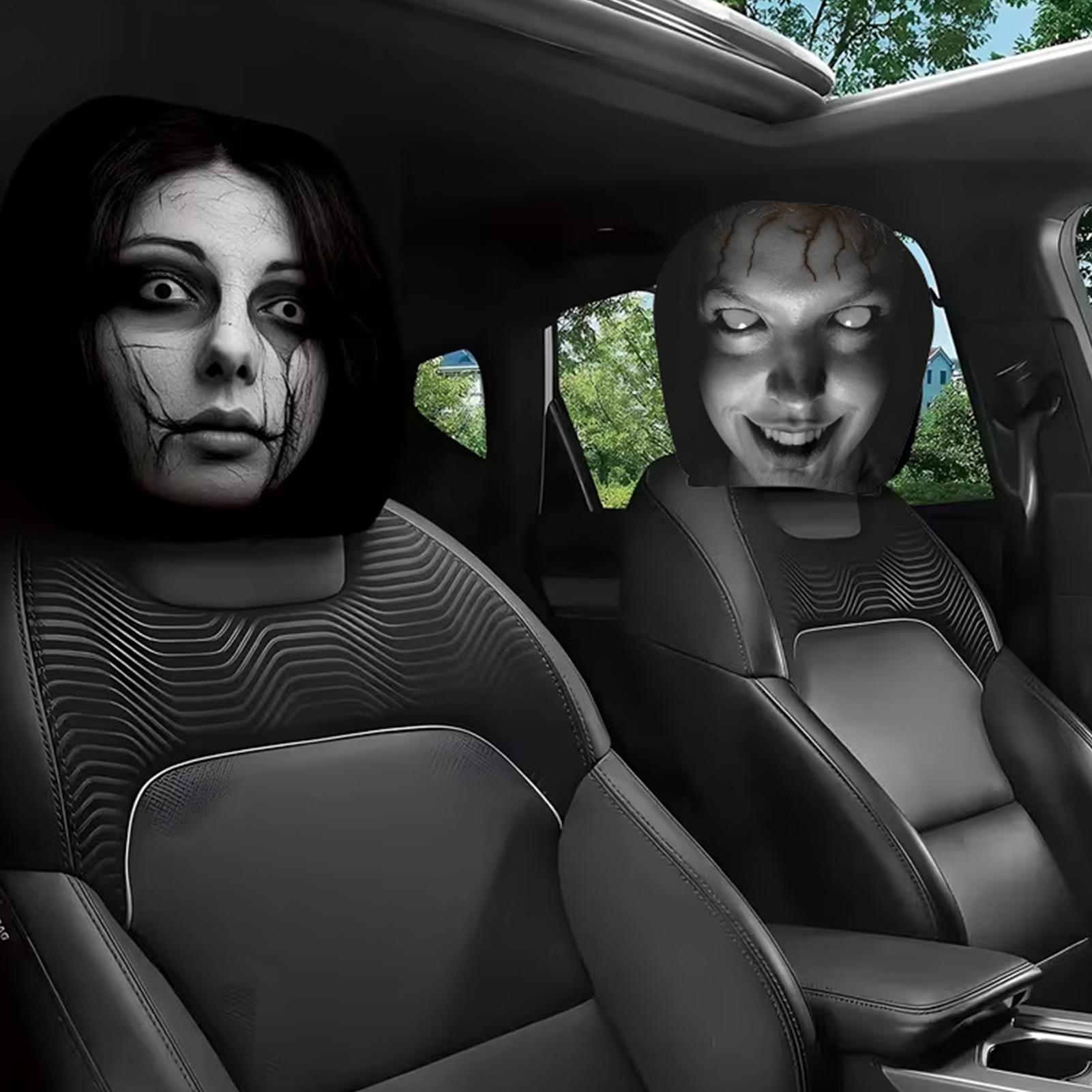 Surge Protector Rack - Car Headrest Cover 2 Piece Scary