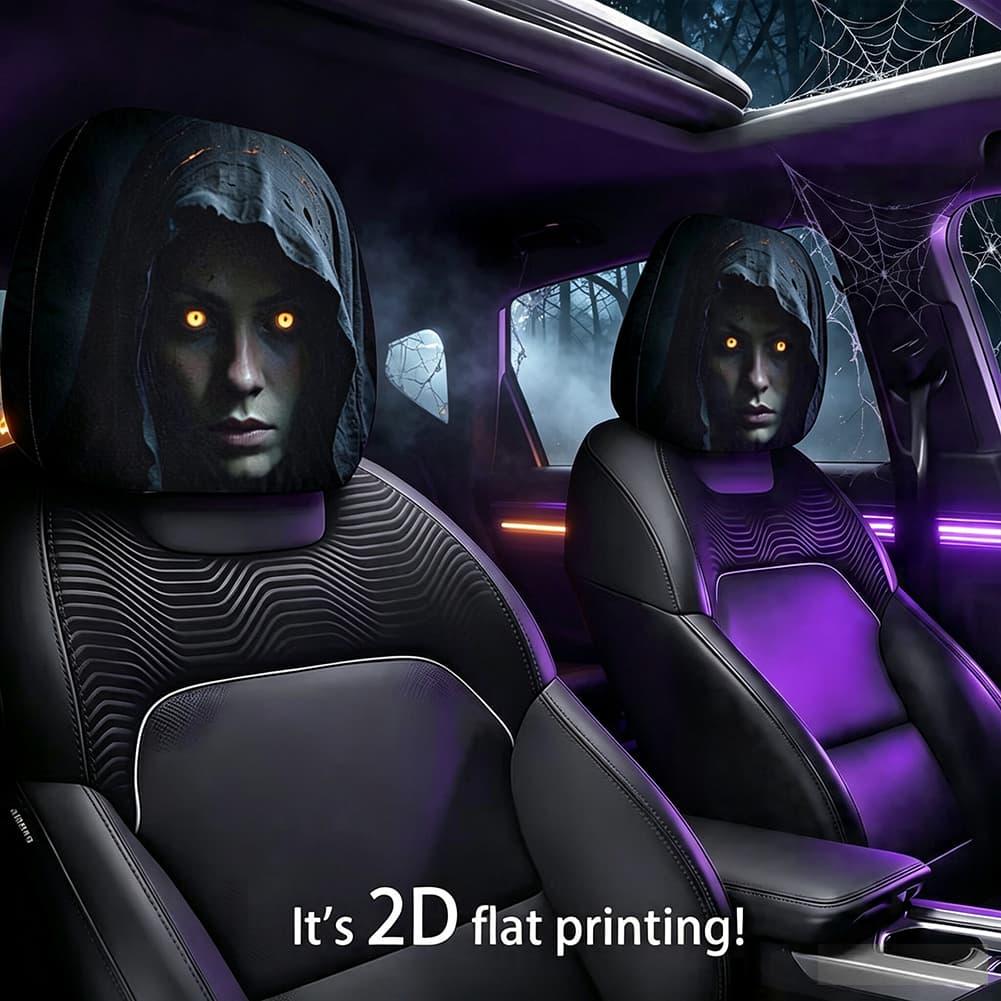 Surge Protector Rack - Halloween Car Headrest Covers 2Pcs Scary
